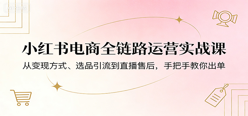 小红书电商全链路运营实战课：从变现方式、选品引流到直播售后，手把手教你出单-洛柒笔记