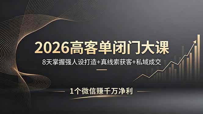 （18200期）2026高客单闭门大课，8 天掌握强人设打造 + 真线索获客 + 私域成交，1 个微信赚千万净利-洛柒笔记