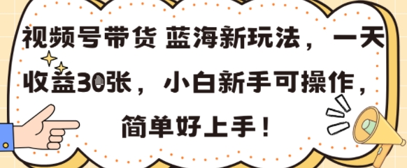 视频号带货蓝海新玩法，一天收益3张，小白新手可操作，简单好上手!-洛柒笔记