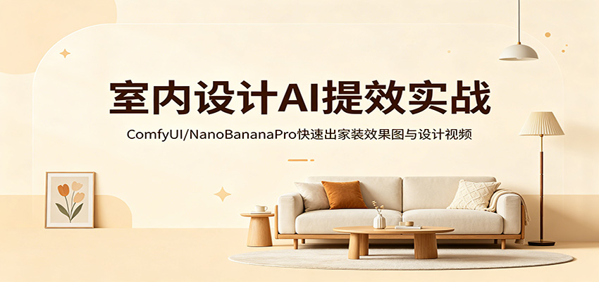 室内设计AI提效实战：ComfyUI/NanoBananaPro快速出家装效果图与设计视频-洛柒笔记