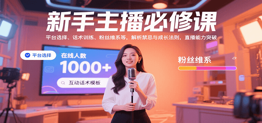 新手主播必修课：平台选择、话术训练、粉丝维系等，解析禁忌与成长法则，突破直播能力-洛柒笔记