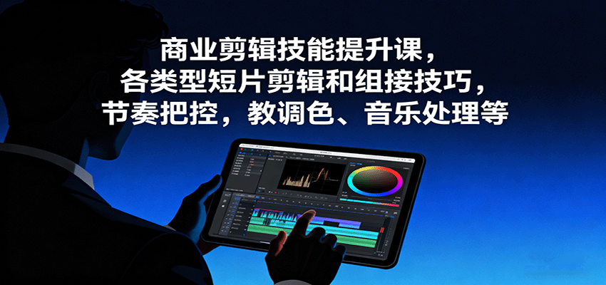 商业剪辑技能提升课，各类型短片剪辑和组接技巧，节奏把控，教调色、音乐处理等-洛柒笔记