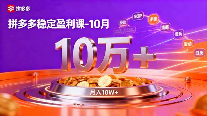 （16413期）拼多多稳定盈利课-10月，强付费SOP+微付费高投产+活动矩阵，单店月入10万+-洛柒笔记