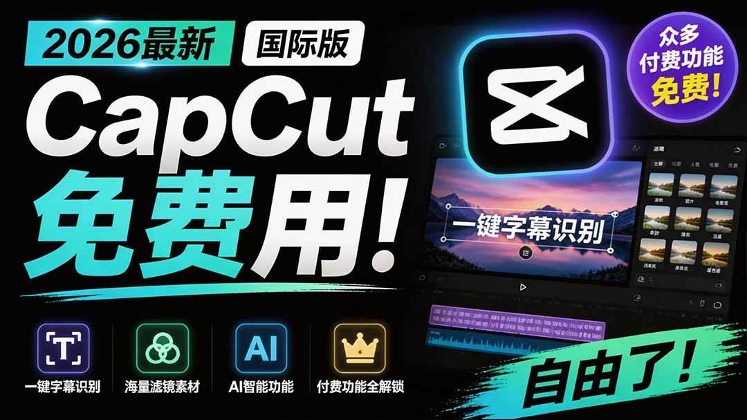 (19621期)2026最新国际版剪映!CapCut 众多付费功能免费用,一键字幕识别 / 滤镜素材 / AI智能功能自由了 CapCut (19621期)2026最新国际版剪映!CapCut 众多付费功能免费用,一键字幕识别 / 滤镜素材 / AI智能功能自由了 CapCut