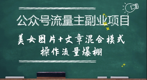 公众号流量主副业项目，美女图片+文章混合模式操作流量爆棚-洛柒笔记
