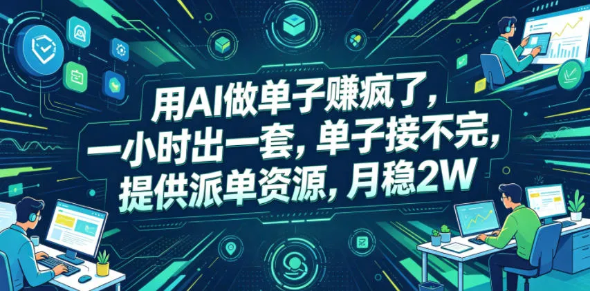 用AI做单子賺疯了，一小时出一套，单子接不完，提供派单资源，月稳2W-洛柒笔记