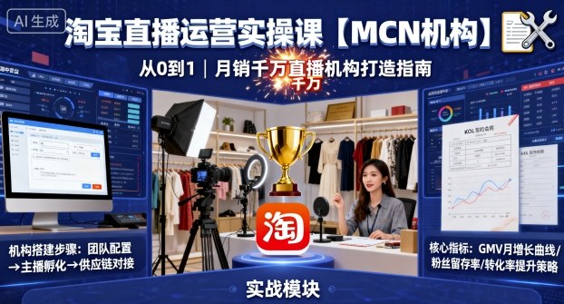 淘宝直播运营实操课【MCN机构】，从0到1做一家月销千W的直播机构-洛柒笔记