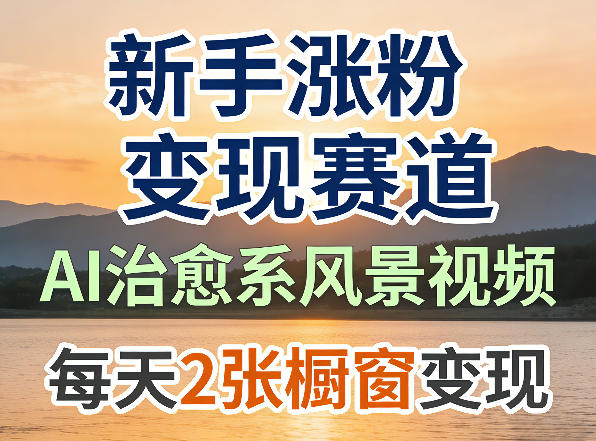 AI治愈系风景视频，新手涨粉变现赛道，橱窗变现每天2张，副业必备-洛柒笔记