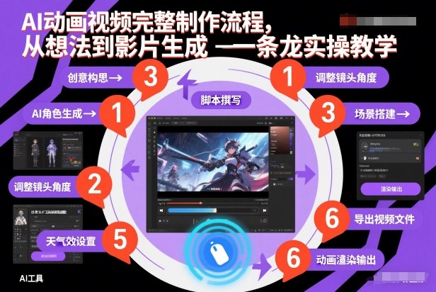 AI动画视频完整制作流程，从想法到影片生成一条龙实操教学-洛柒笔记