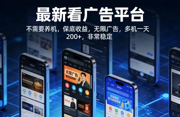最新看广告平台，不需要养机，保底收益，无限广告，多机一天200+，非常稳定-洛柒笔记