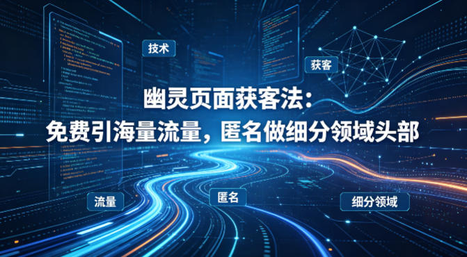 用懂技术！幽灵页面获客法：免费引海量流量，匿名做细分领域头部-洛柒笔记