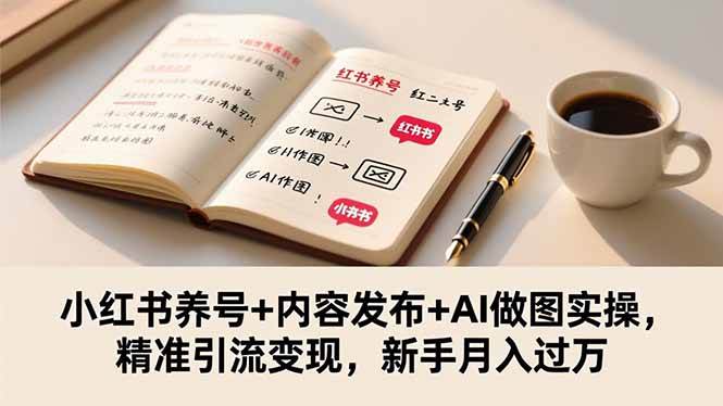 （16498期）小红书养号+内容发布+AI做图实操，精准引流变现，新手月入过万-洛柒笔记