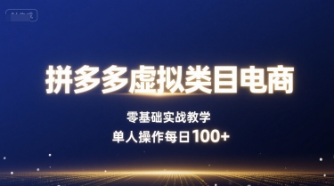 拼多多虚拟类目电商，零基础实战教学，单人操作每日100+-洛柒笔记