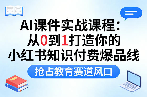 AI课件实战课程，从0到1打造你的小红书知识付费爆品线，抢占教育赛道风口-洛柒笔记