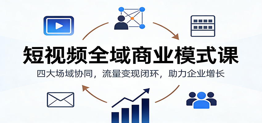 短视频全域商业模式课：四大场域协同，流量变现闭环，助力企业增长-洛柒笔记
