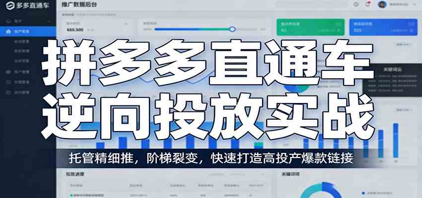 拼多多直通车逆向投放实战：托管精细推，阶梯裂变，快速打造高投产爆款链接-洛柒笔记