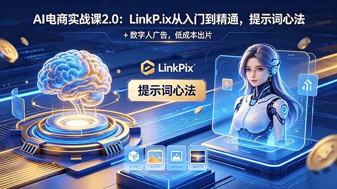 （18655期）AI 电商实战课2.0｜LinkPix 从入门到精通，提示词心法 + 数字人广告，低成本出片-洛柒笔记