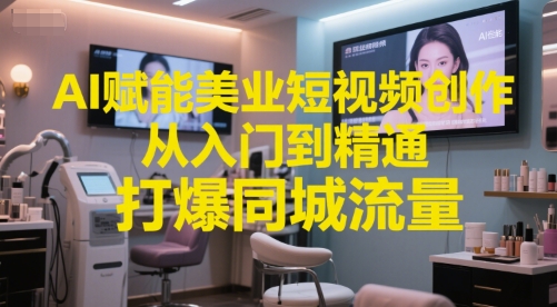 AI赋能美业短视频创作，从入门到精通，打爆同城流量，超级AI工具短视频实操落地-洛柒笔记