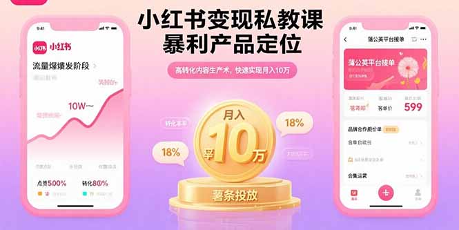 小红书变现私教课，暴利产品定位，高转化内容生产术，快速实现月入10万-洛柒笔记