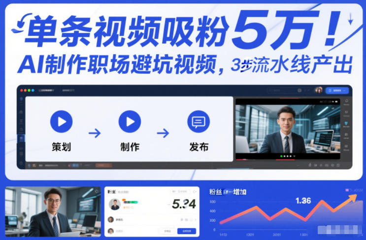 单条视频吸粉5W！AI制作职场避坑视频，3步流水线产出-洛柒笔记