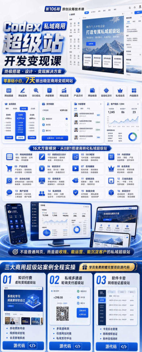 Codex私域商用超级站Ai开发变现课，7天带你从零基础到能自己动手做出能收钱、能运营、能沉淀客户的私域超级站（更新）-洛柒笔记