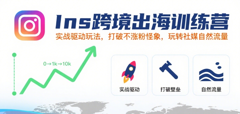 Ins跨境出海训练营，实战驱动玩法，打破不涨粉怪象，玩转社媒自然流量-洛柒笔记