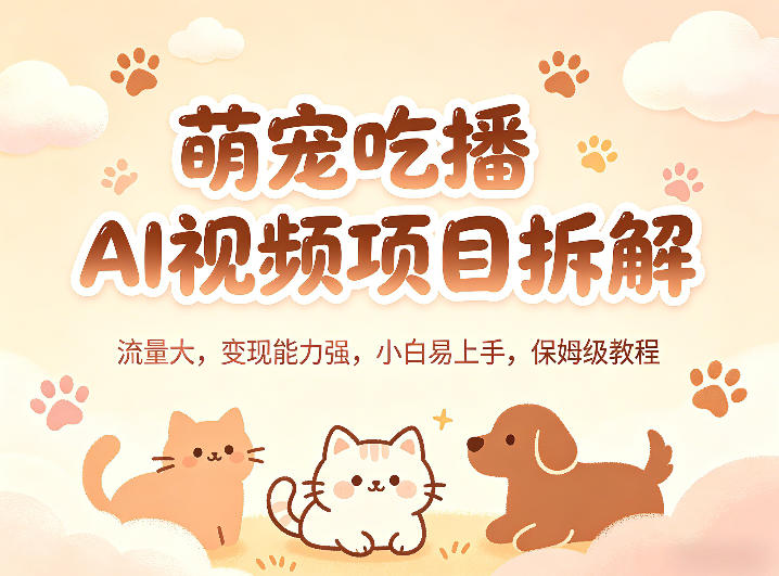 萌宠吃播AI视频项目拆解，流量大，变现能力强，小白易上手，保姆级教程-洛柒笔记