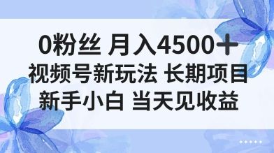 0粉丝月入4.5k+，视频号新玩法，长期项目新手小白当天见收益-洛柒笔记