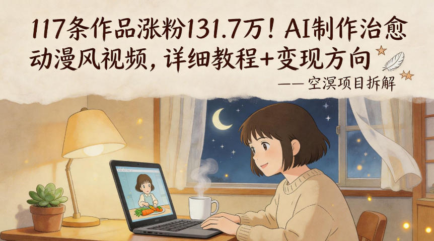 117条作品涨粉131.7W！AI制作治愈动漫风视频，详细教程+变现方向-洛柒笔记