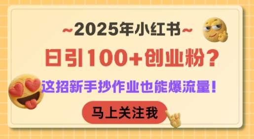 2025年小红书日引100+创业粉？这招新手抄作业也能爆流量！-洛柒笔记