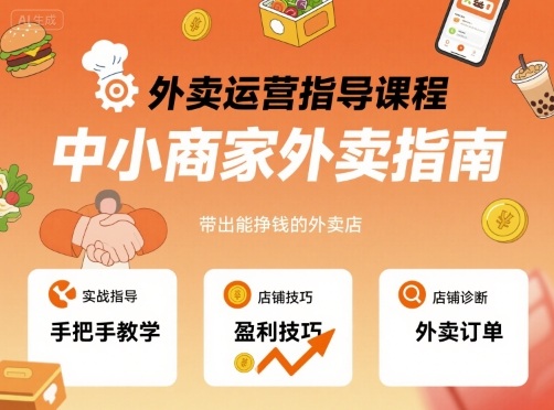 外卖运营指导课程，中小商家外卖指南，手把手带出能挣钱的外卖店-洛柒笔记