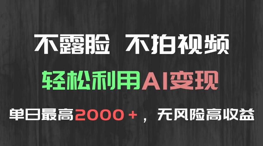 不露脸，不拍视频，轻松利用AI变现，单日最高2000＋，无风险高利润-洛柒笔记