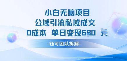 小白无脑项目公域引流私域成交0成本单日变现680米-洛柒笔记