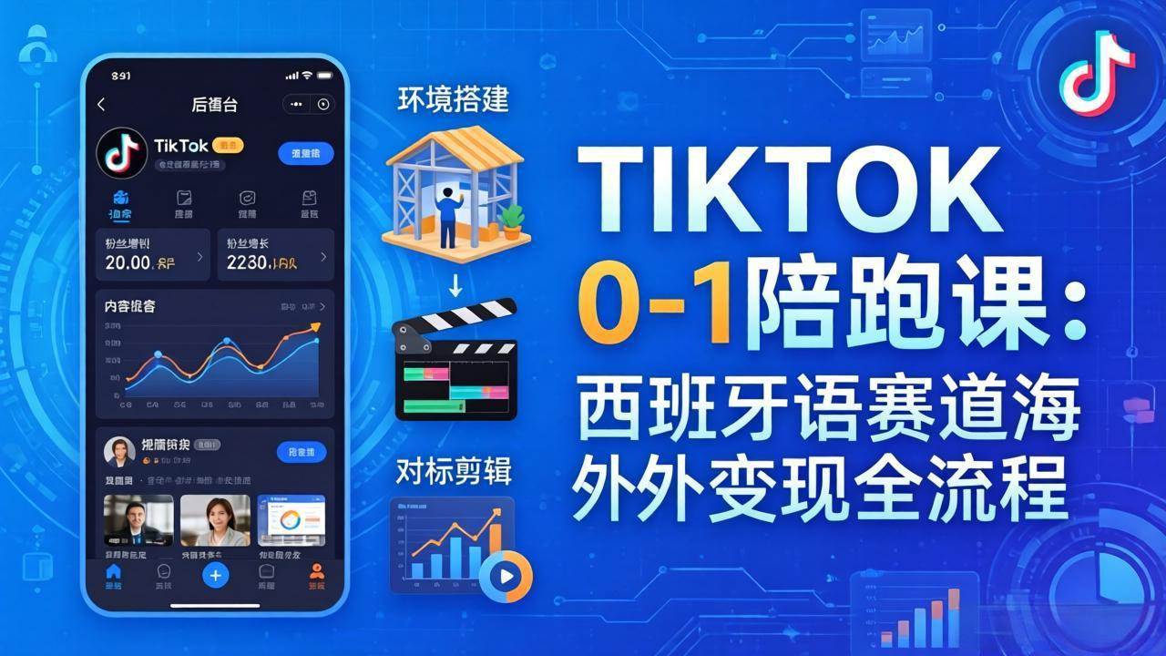 （17908期）TIKTOK 0-1 陪跑课：从环境搭建到刷对标剪辑，西班牙语赛道海外变现全流程-洛柒笔记