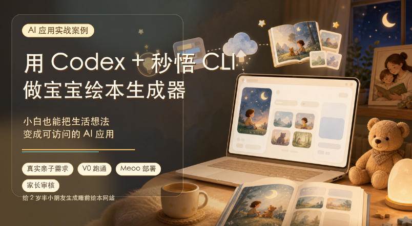 （19415期）AI应用实战案例，用Codex+秒悟CLl做宝宝绘本生成器，小白也能把生活想法变成可访问的AI应用-洛柒笔记