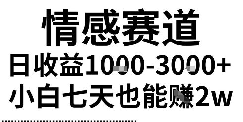 2025最新风口情感无脑暴力掘金项目，新人操作一周挣了2W，长期稳定小白可做【揭秘】-洛柒笔记