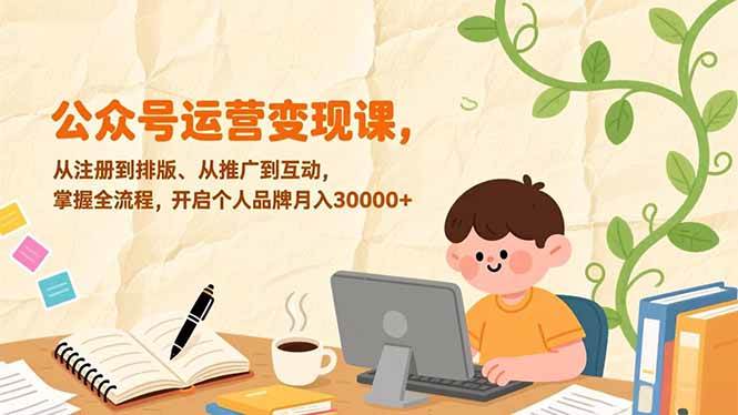（17067期）公众号运营变现课，从注册到排版、从推广到互动，掌握全流程，开启个人品牌月入30000+-洛柒笔记