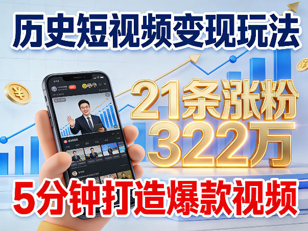 历史短视频变现玩法，不露脸出镜，5分钟打造爆款视频-洛柒笔记