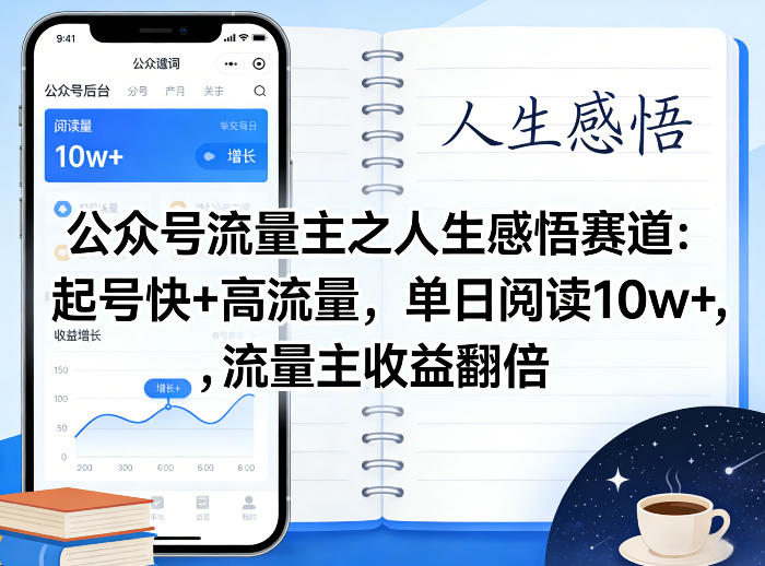 公众号流量主之人生感悟赛道，起号快+高流量，单日阅读10w+，流量主收益翻倍-洛柒笔记