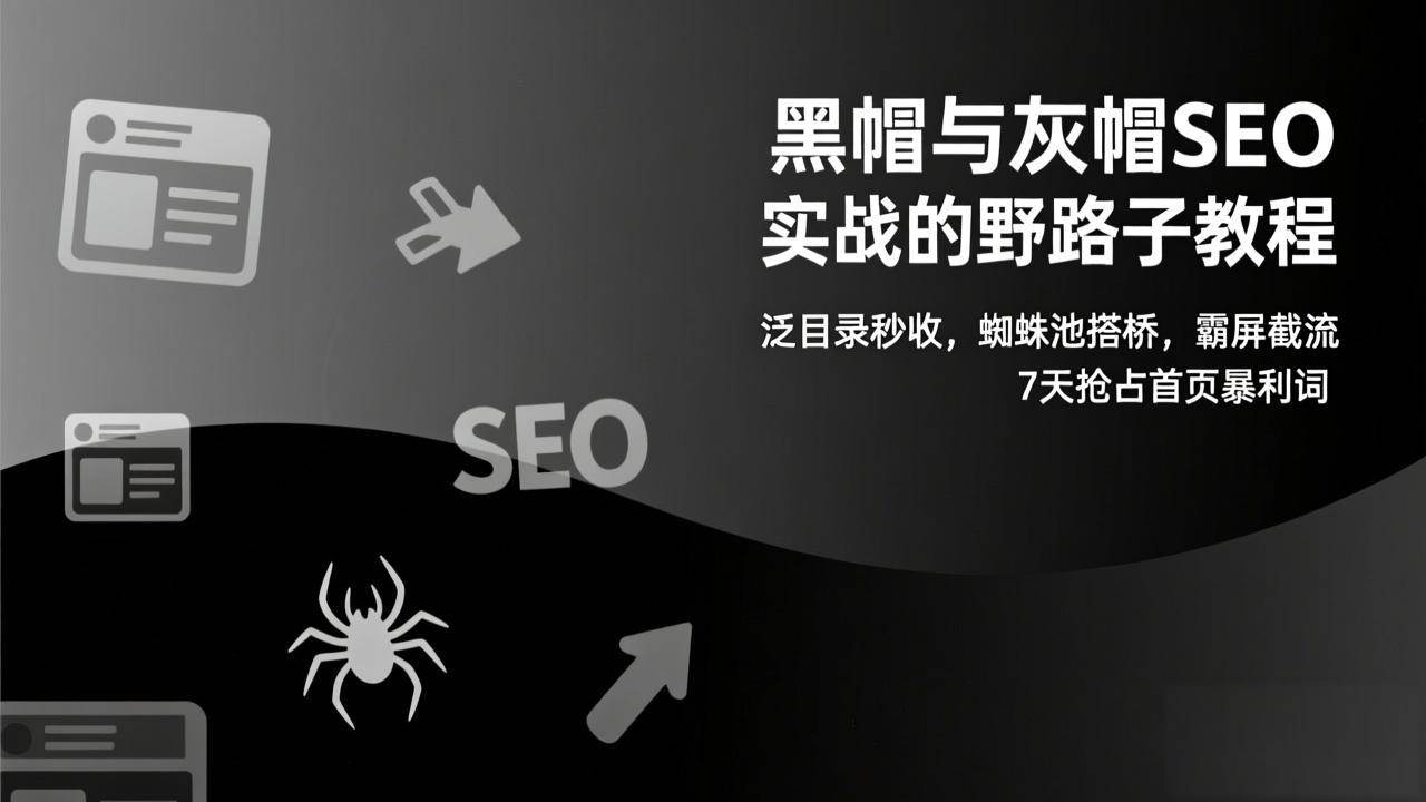 （17125期）黑帽与灰帽SEO实战的野路子教程：泛目录秒收，蜘蛛池搭桥，霸屏截流，7天抢占首页暴利词-洛柒笔记