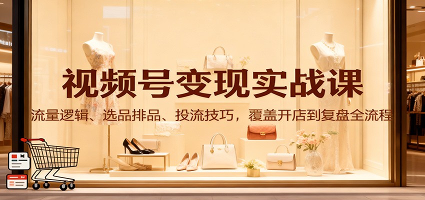 视频号变现实战课：流量逻辑、选品排品、投流技巧，覆盖开店到复盘全流程-洛柒笔记