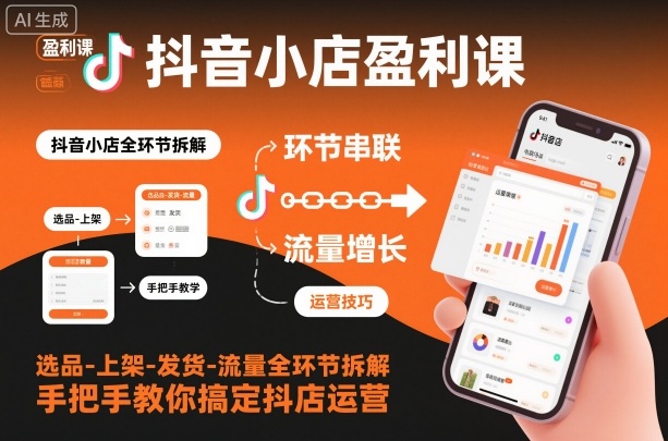 抖音小店盈利课-选品-上架-发货-流量全环节拆解，手把手教你搞定抖店运营-洛柒笔记