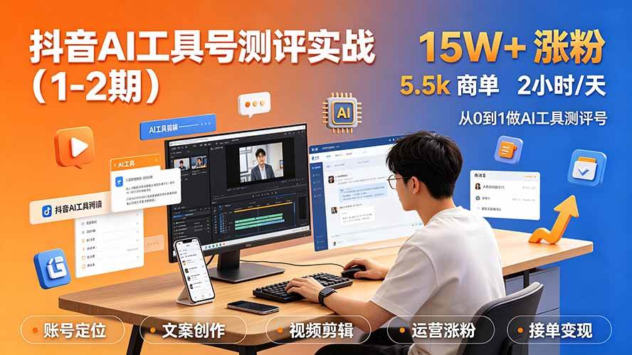 (19380期)抖音AI工具号测评实战(1-2期):单号涨粉15W+×商单5.5k×伙伴计划×普通人可复制,每天2小时长期可持续-洛柒笔记 (19380期)抖音AI工具号测评实战(1-2期):单号涨粉15W+×商单5.5k×伙伴计划×普通人可复制,每天2小时长期可持续-洛柒笔记