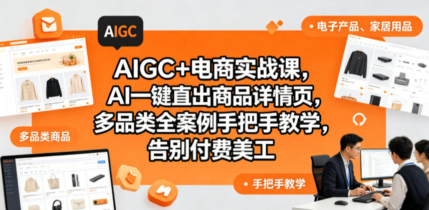 AIGC+电商实战课，AI一键直出商品详情页，多品类全案例手把手教学，告别付费美工（更新）-洛柒笔记