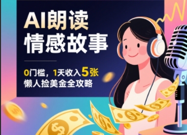Ai朗读情感故事，0门槛，1天收入5张，每天10分钟，懒人捡美金全攻略-洛柒笔记