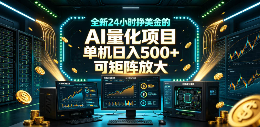 全新24小时挣美金的AI量化项目，单机日入500+，每天见收益，可矩阵放大【揭秘】-洛柒笔记
