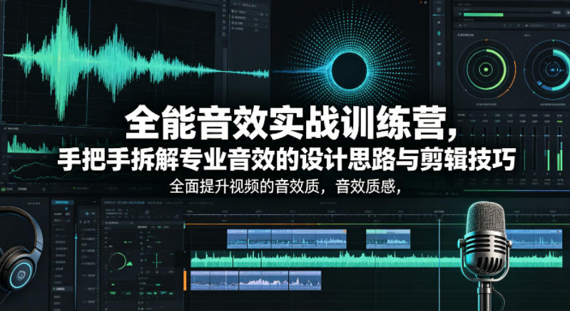 全能音效实战训练营，手把手拆解专业音效的设计思路与剪辑技巧，全面提升视频的音效质感-洛柒笔记