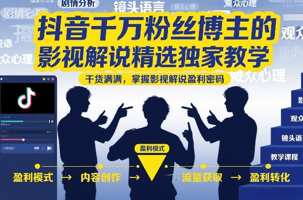 抖音千万粉丝博主的影视解说精选独家教学，干货满满，掌握影视解说盈利密码（更新）-洛柒笔记
