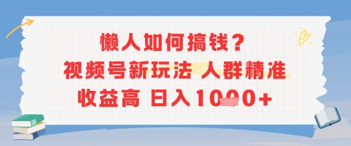 懒人如何搞钱？视频号新玩法，人群精准收益高，日入多张-洛柒笔记
