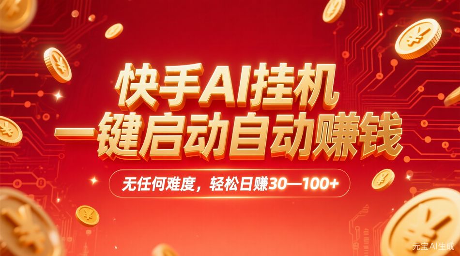 快手AI挂机，一键启动自动赚钱 ，轻松日赚30—100+-洛柒笔记